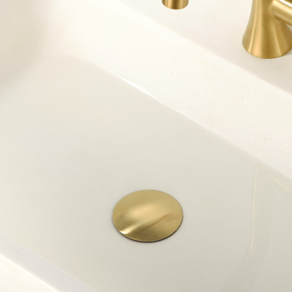 1-5/8" Push Pop-Up Drain Stopper With Overflow for Sink, Brushed Gold