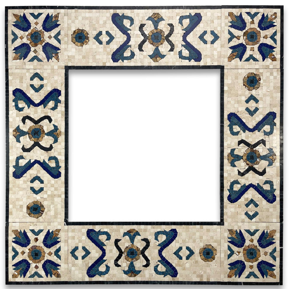 Royal Sapphire 7.1x17.3 Marble Mosaic Border Listello Tile Polished, 1 piece