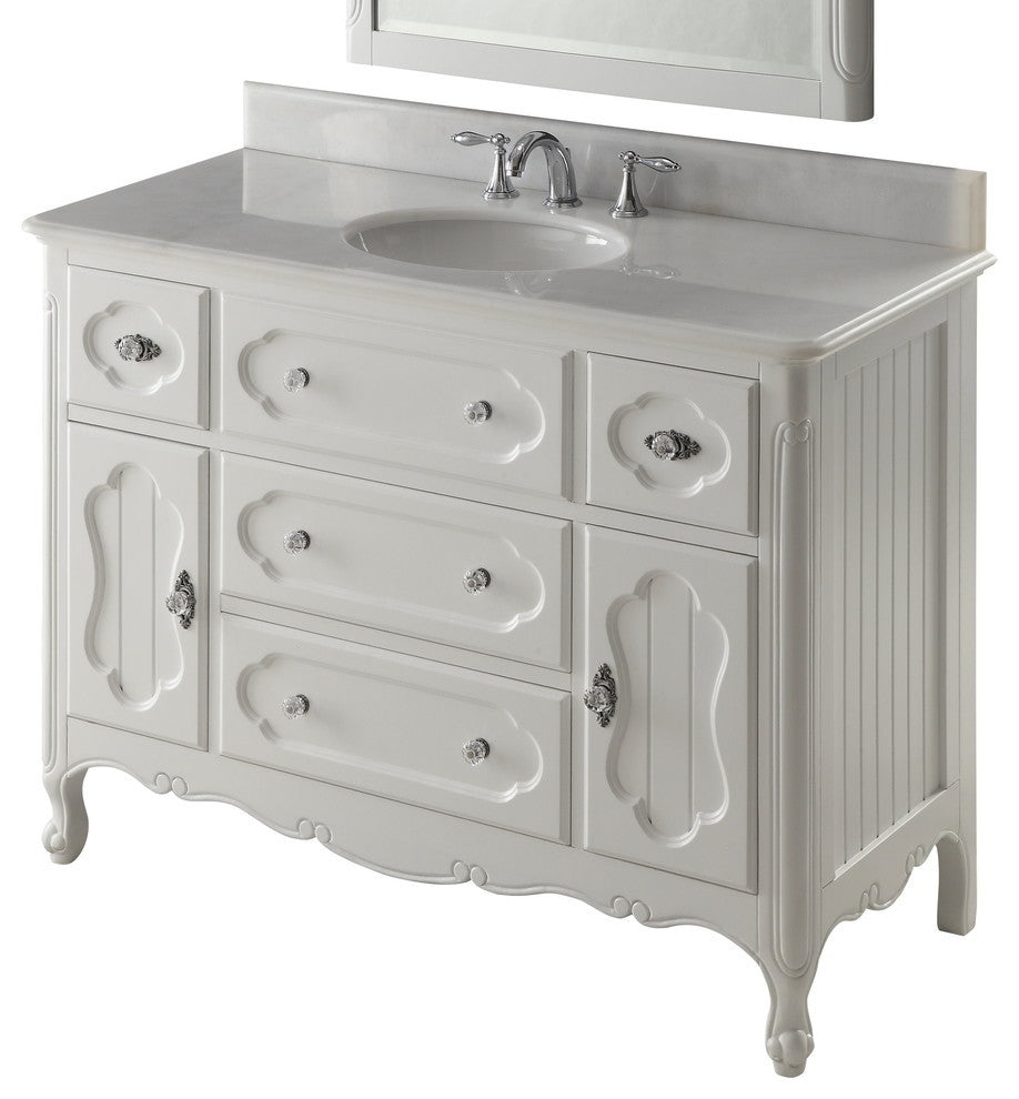 48 inch Victorian Cottage-Style White Knoxville Bathroom Sink Vanity
