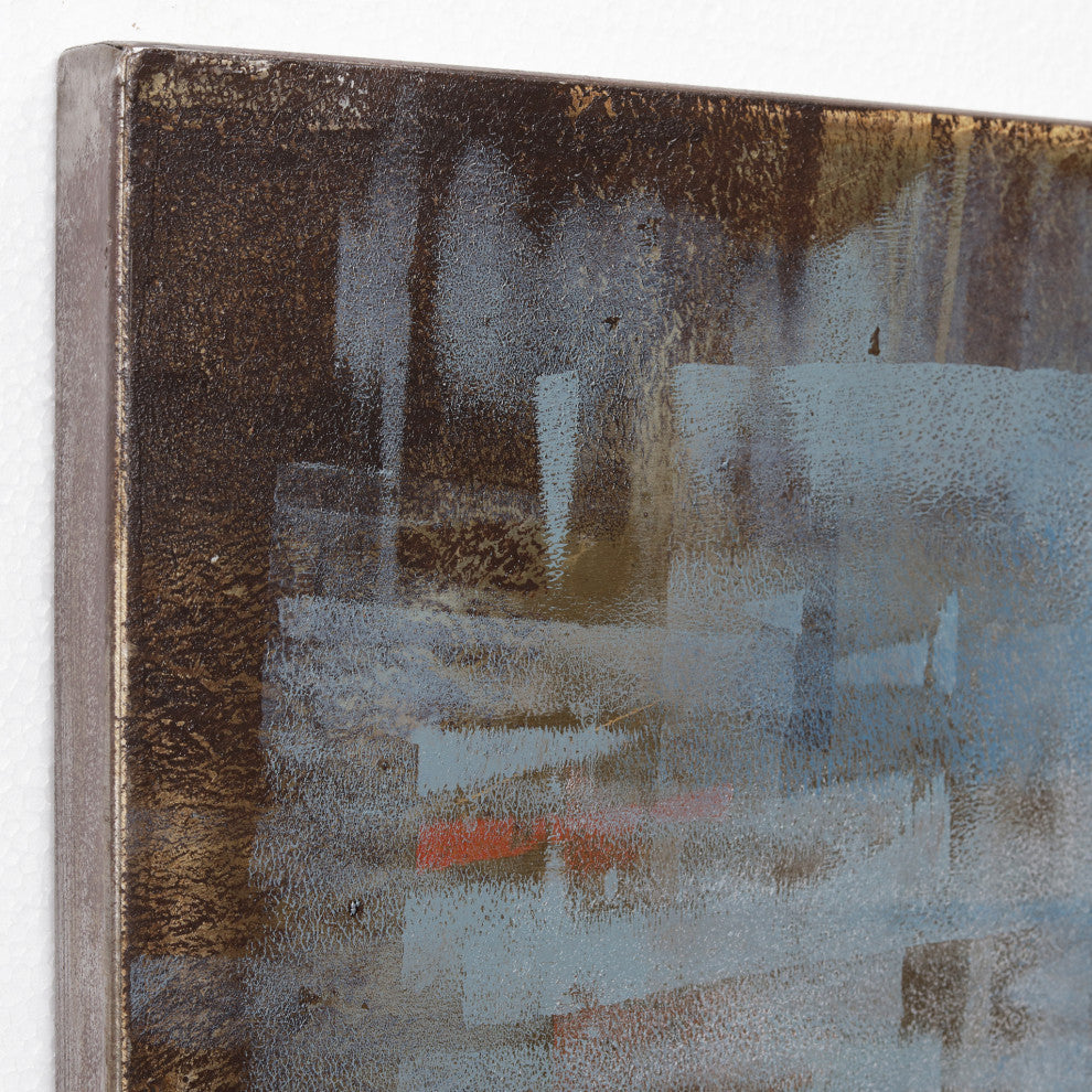 "Blue Bus" Wall Art Mixed Media Iron Hand Painted Dimensional Wall Sculpture