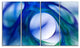 Mystic Blue Fractal, Abstract Wall Art Canvas, 48"x28", 4 Panels