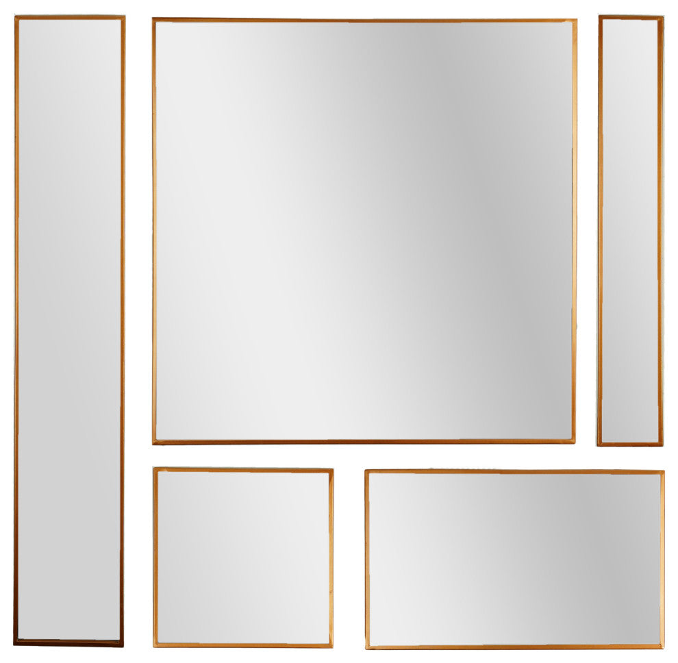 Bronze Metal Framed 5 Piece Accent Mirror Variety Set