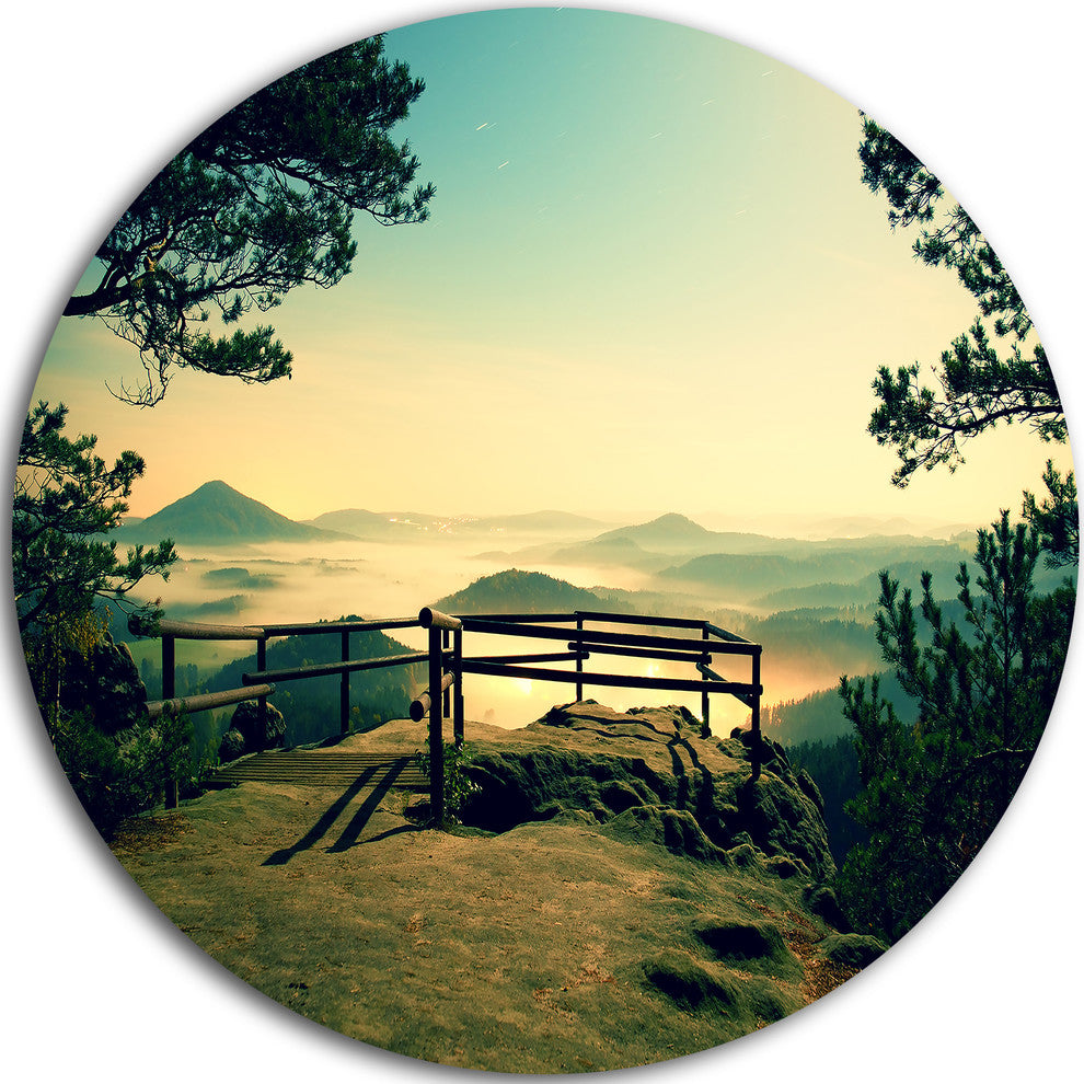 Full Moon Autumn Midnight, Landscape Photo Round Wall Art, 36"