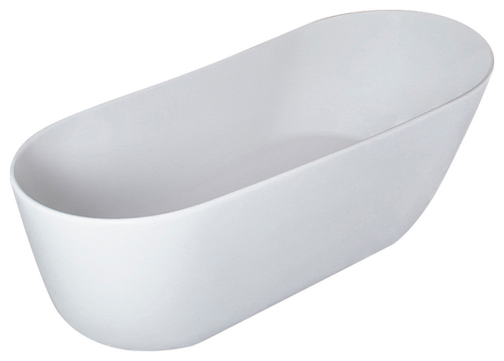 67 in. W Solid Surface Freestanding Flatbottom Soaking Bathtub in Matte White