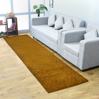 HAND KNOTTED LOOM WOOL ECO-FRIENDLY AREA RUGS - Runner, Gold, Contemporary