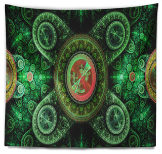 Green Psychedelic Relaxing Art Abstract Wall Tapestry, 60"x50"