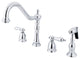 Kingston Brass Widespread Kitchen Faucet With Brass Sprayer, Polished Chrome