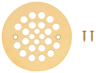 4.25" Round Shower Drain Cover, Polished Brass