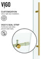 VIGO Elan E-Class 52" to 56" W x 76" H Frameless Sliding Shower Door, Matte Gold, Clear Glass