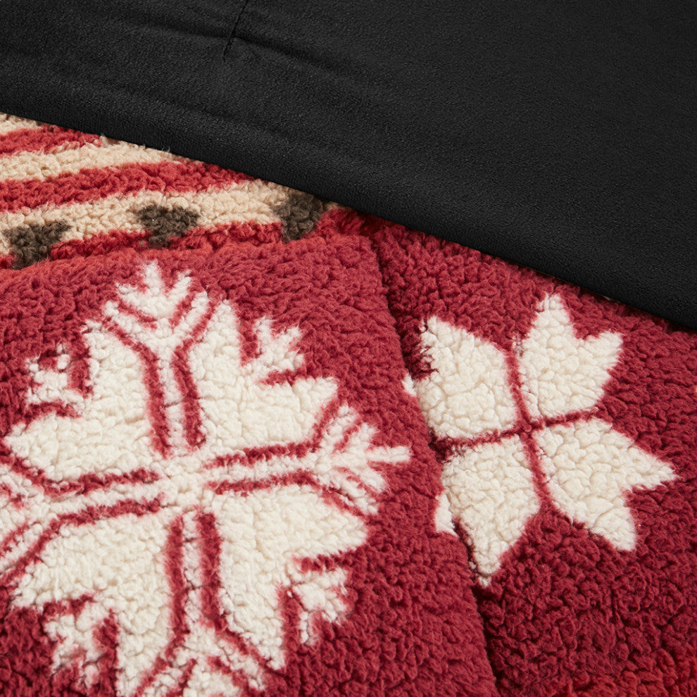 Woolrich Tunbridge Winter Cabin Sherpa Comforter Set, Red
