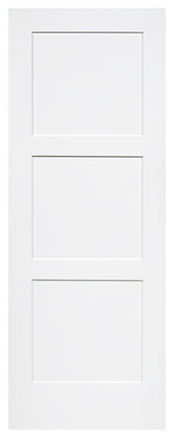 3-Panel Kimberly Bay Door, Interior Slab Shaker, White, 80"x28"x1.375"