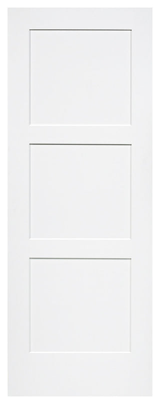 3-Panel Kimberly Bay Door, Interior Slab Shaker, White, 80"x28"x1.375"