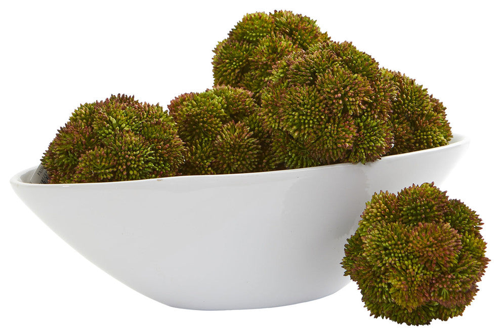4" Sedum Artificial Succulent Artificial Spheres, Set of 6
