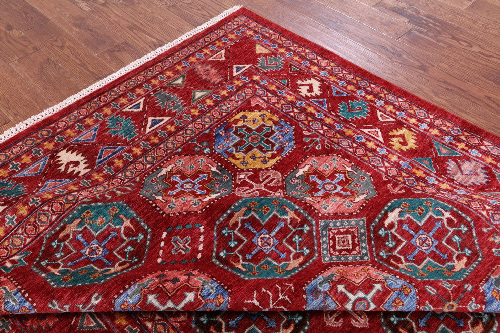 6' 6" X 9' 5" Hand-Knotted Bokhara Wool Rug Q11266