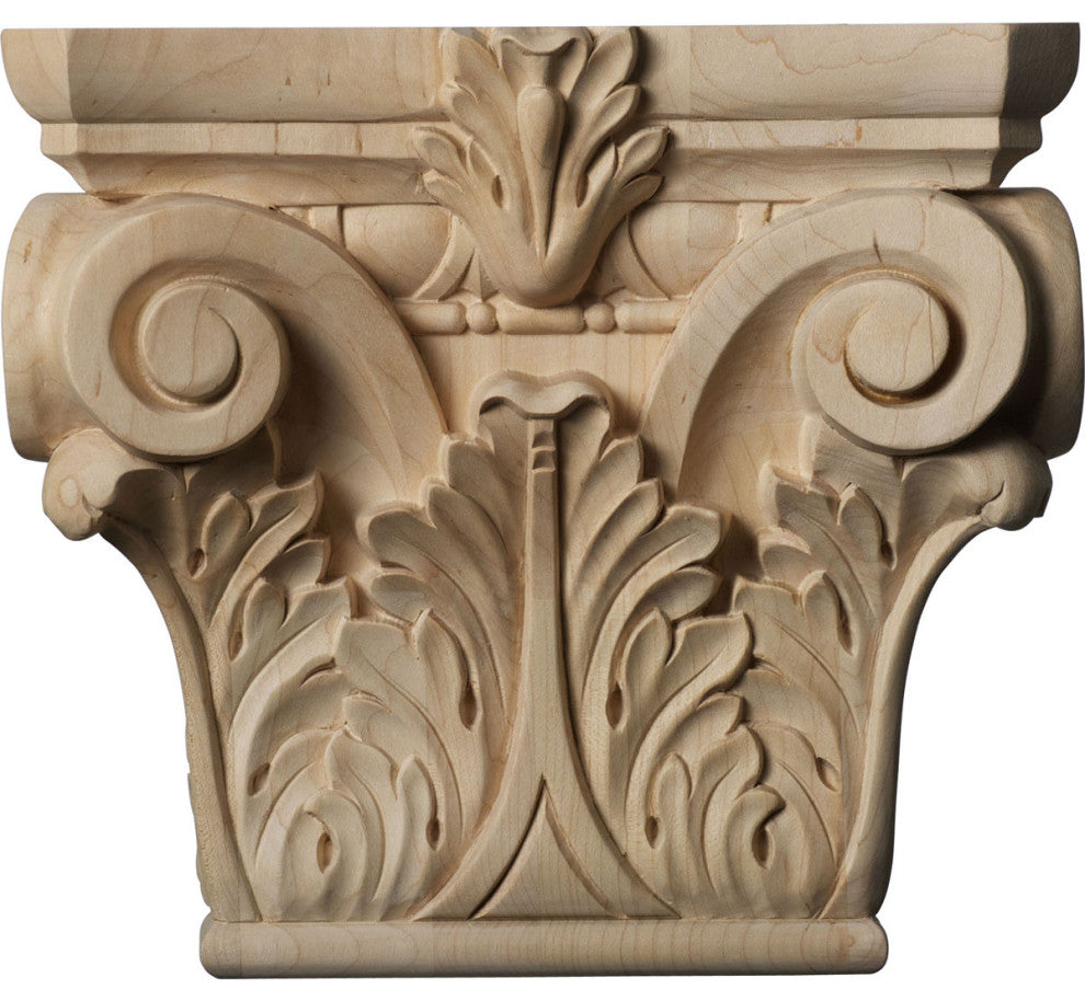 Medium Floral Roman Corinthian Capital (Fits Pilasters 5 5/8"W x 1 3/8"D) Alder