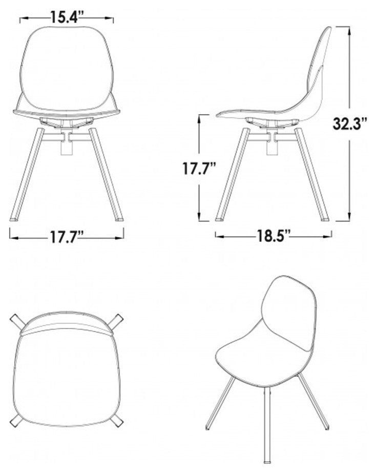 Joy Series Shell Side Swivel Chairs With Metal Leg, Set of 2, Navy