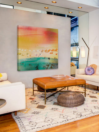 "Dozing on The Beach" Painting Print on Wrapped Canvas, 32"x32"