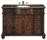 48" Amelia Single Sink Vanity, Baltic Brown Granite Top