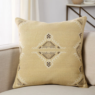 Anvi Medallion Khaki/ Brown Pillow 22" Square, Down Fill