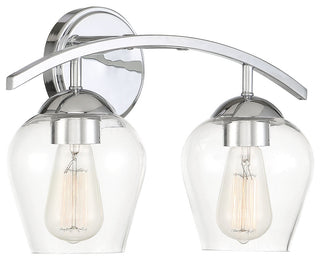 2-Light Bathroom Vanity Light, Matte Black, Chrome