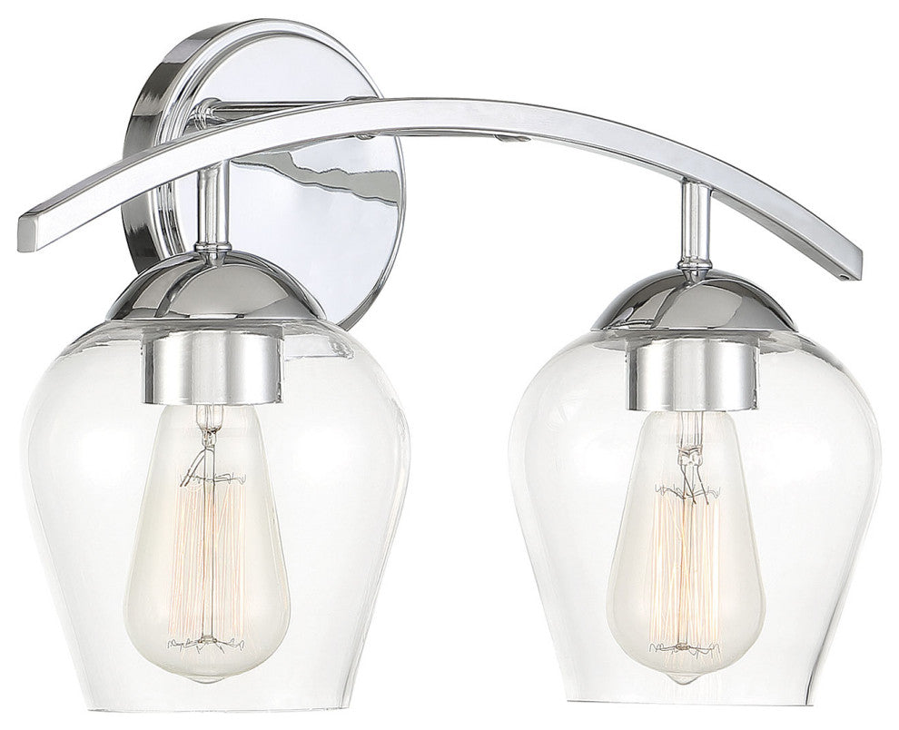 2-Light Bathroom Vanity Light, Matte Black, Chrome