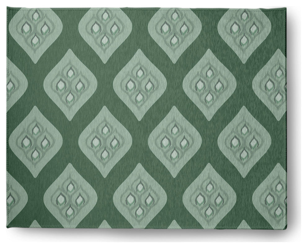 Ogee Bold Pattern Soft Chenille Area Rug, Green, 8'x10'