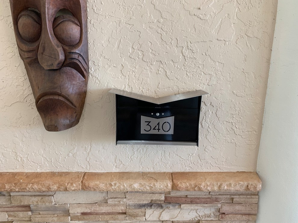 ButterFly Box: Contemporary, Modern, Wall-Mounted Mailbox, Black & Stainless