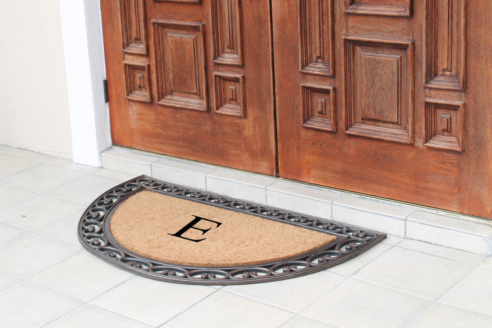 A1HC Natural Coir Monogrammed Door Mat For Front Door, 30"x48", E