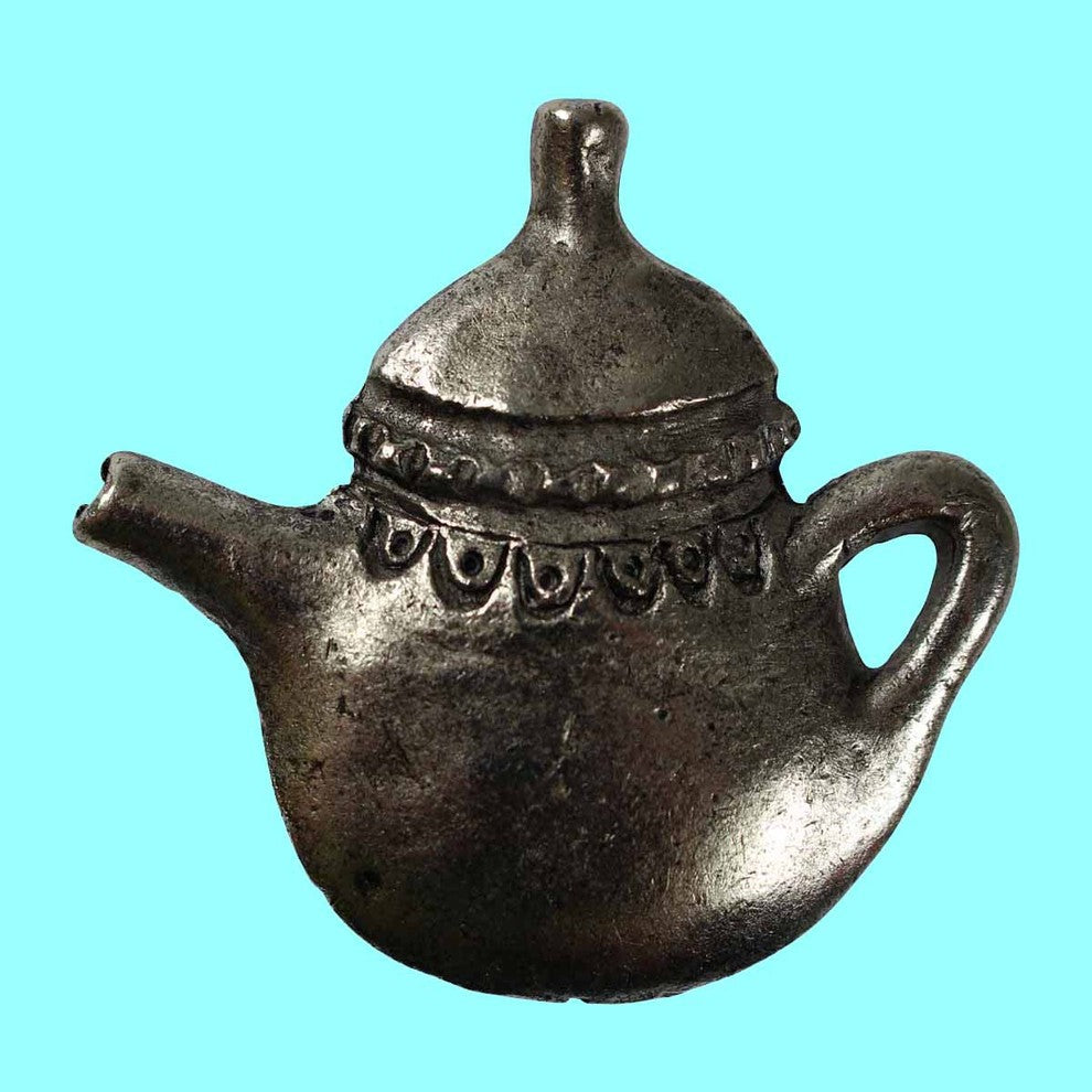 Vintage Cabinet Knob Antique Silver Solid Brass Teapot |
