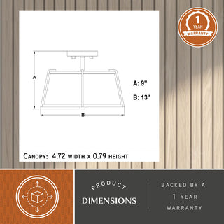 Marion 2-Light Gold Mid-Century Modern Drum Semi Flush Mount Ceiling Fixture, Mystic Gold