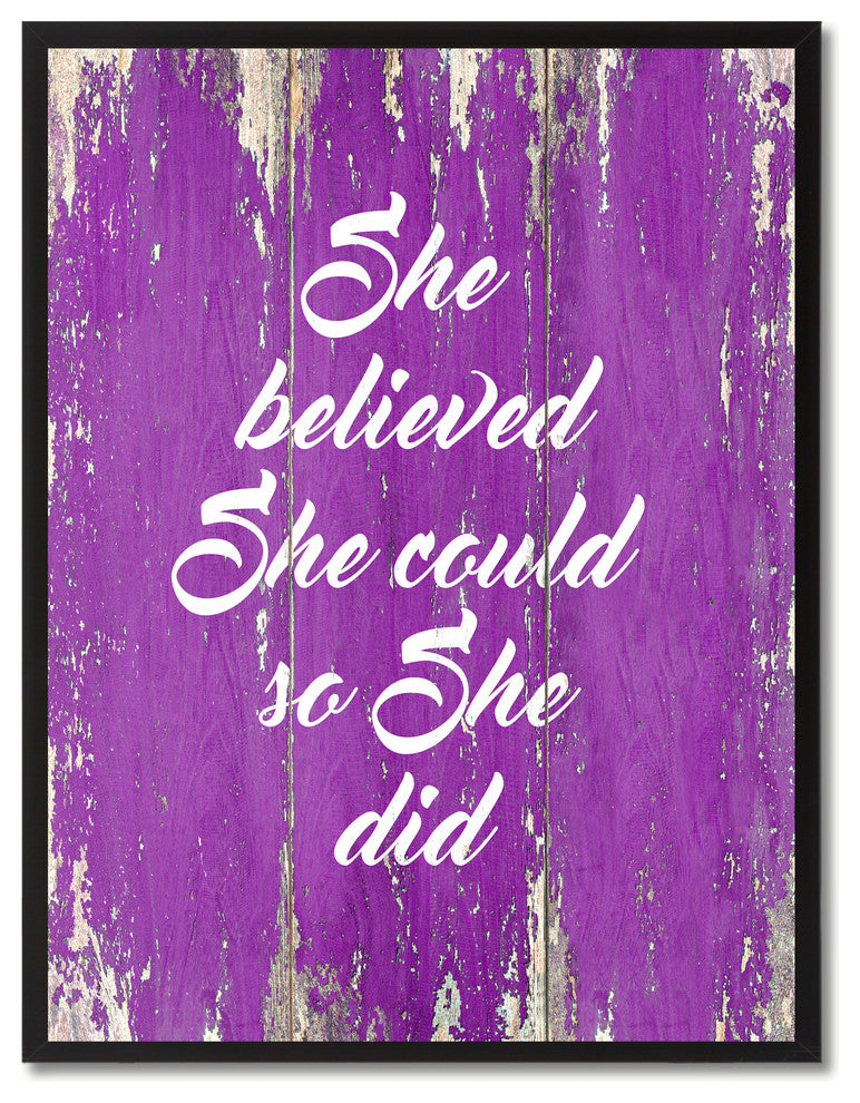 She Believed She Could So She Did Inspirational, Canvas, Picture Frame, 22"X29"