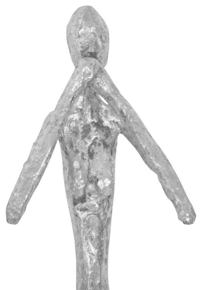 See, Speak, Hear No Evil Wall Art, Resin, 3-Piece Set, Silver Leaf