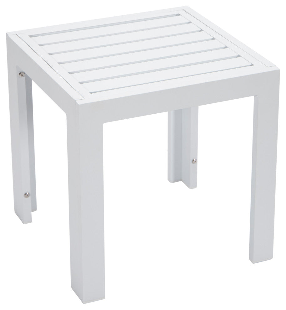 Chelsea White Chaise Lounge Chairs With Side Table, Beige