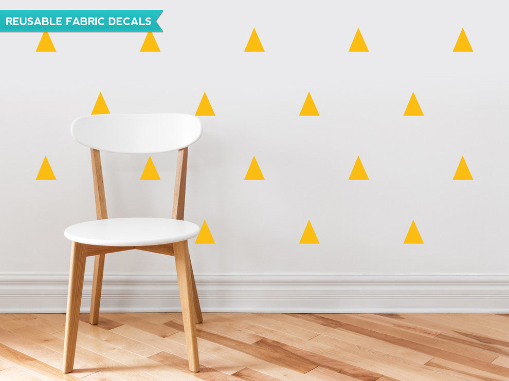 Triangle Fabric Wall Decals, Set of 32, Yellow Orange
