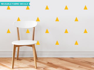 Triangle Fabric Wall Decals, Set of 32, Yellow Orange