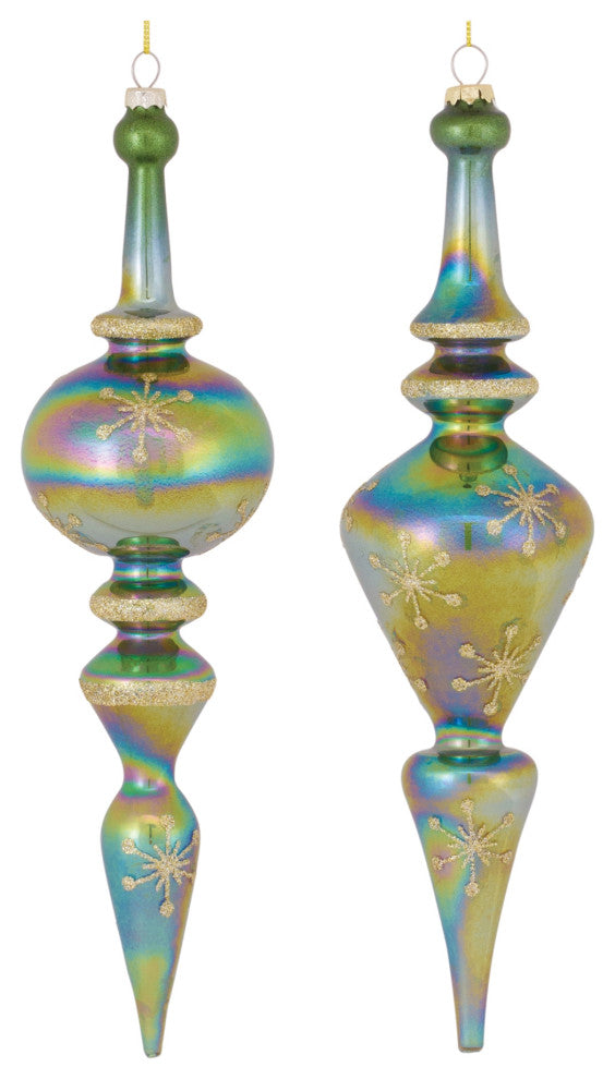Irredescent Glass Finial Drop Ornament, 6-Piece Set