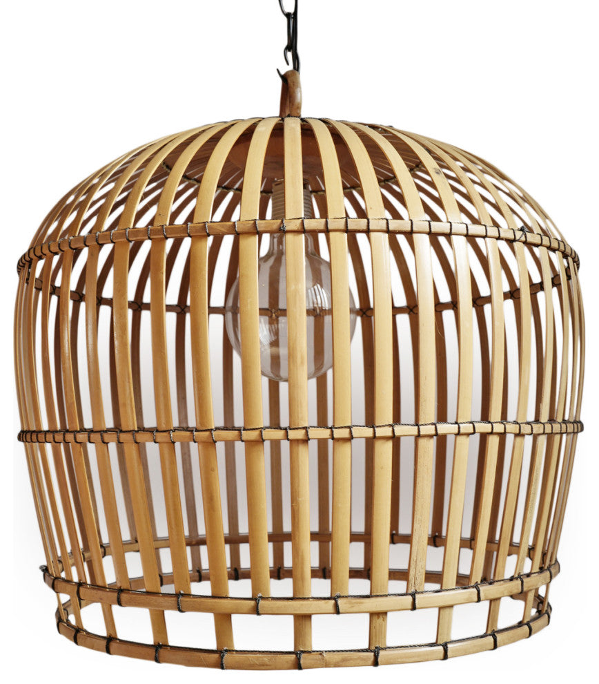Bamboo Strip Cage Pendant Light