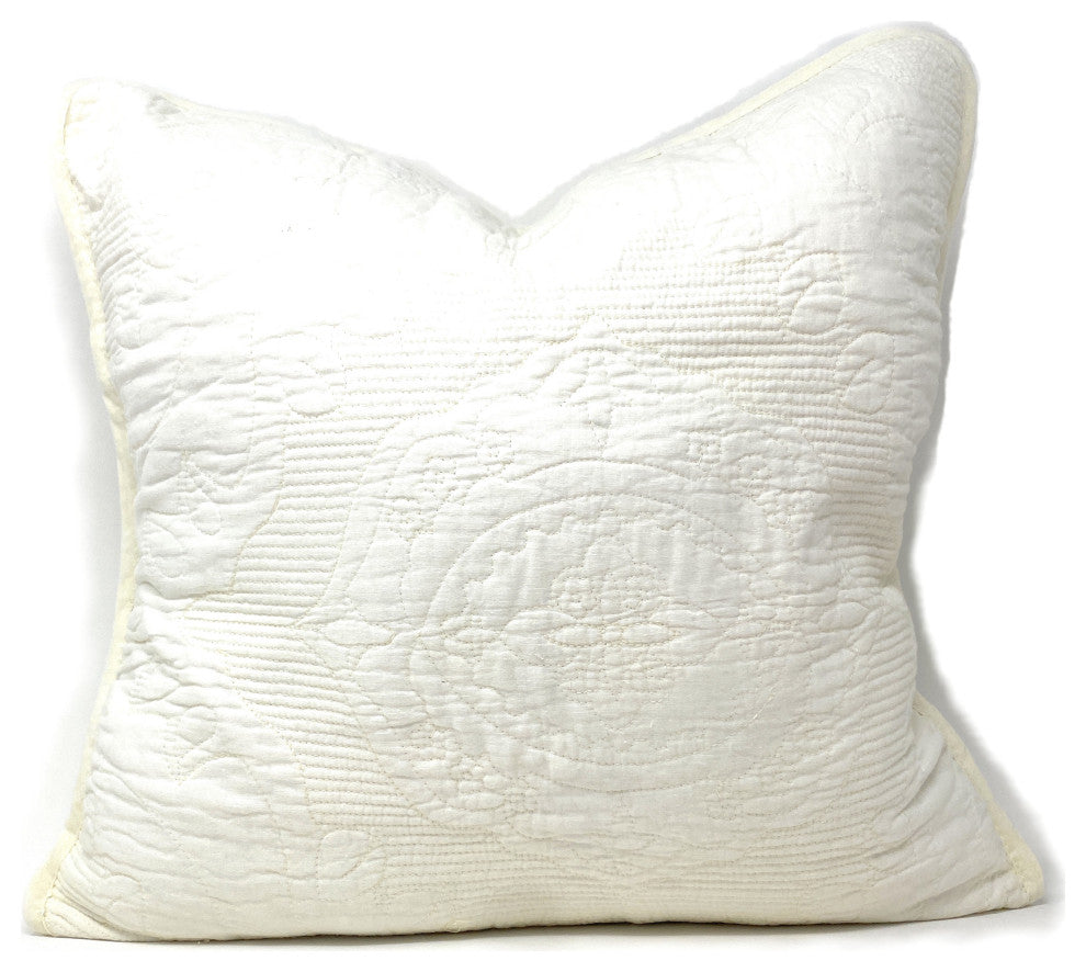 Tache 2 Piece Powder Snow 100% Cotton Solid White 18x18 Cushion Covers