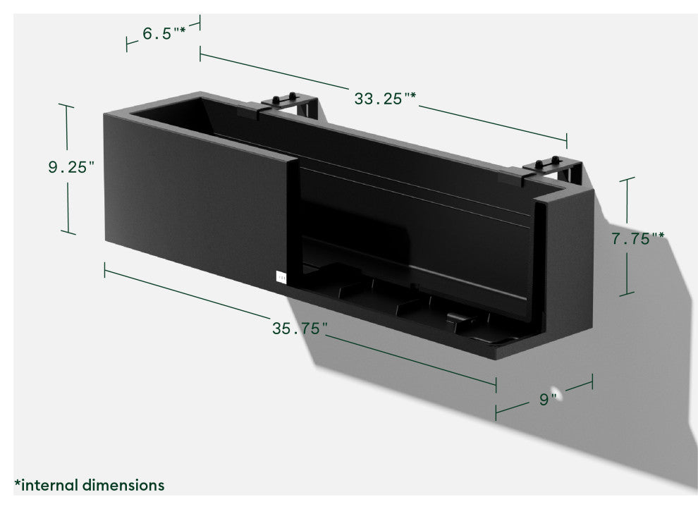 Block Series Trough 36" Planter With Bracket, Black, 9"h X 9"w X 36"l, 1 Pack