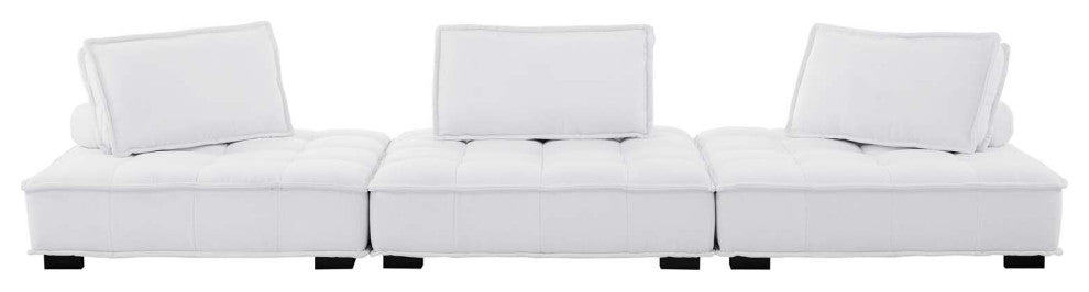 Modular Deep Tufted Sectional Sofa Set, White, Fabric, Modern, Cafe Hospitality