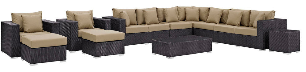 Espresso Mocha Convene 11-Piece Outdoor Patio Sectional Set