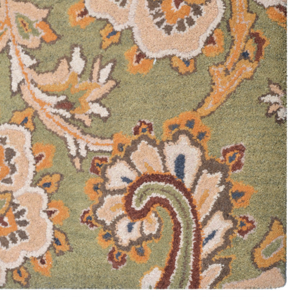 HAND TUFTED WOOL ECO-FRIENDLY AREA RUGS - Rectangle,Green,Floral
