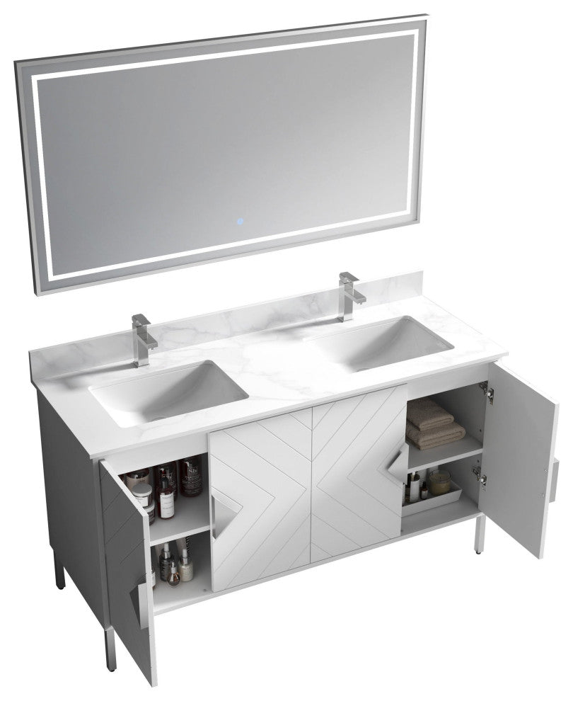 60" Tennant Brand Eileen Modern Style Double Sink Bathroom Vanity