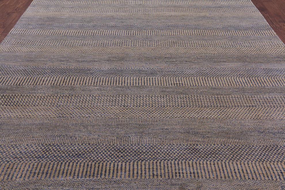 9' 0" X 12' 1" Savannah Grass Wool and Silk Handmade Rug Q11994
