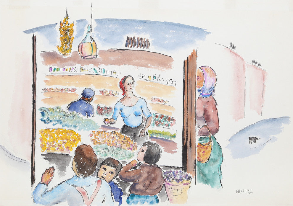 Winthrop Neilson "Market" Watercolor Painting