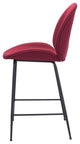 Counter Stool Chair, Steel Metal, Fabric, Red, Black, Bar Kitchen Cafe Bistro