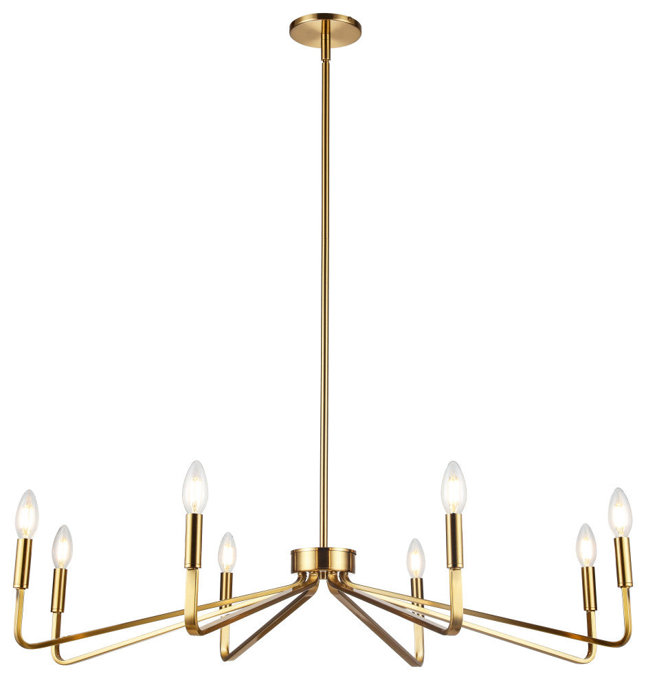 8-Light Aged Brass Contemporary Chandelier