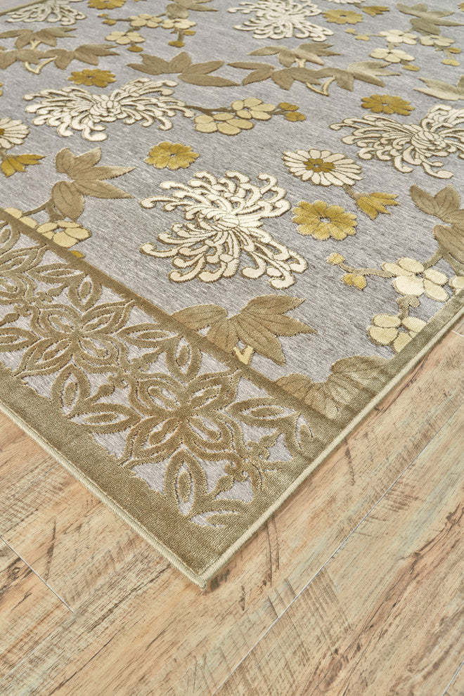 Weave & Wander Grayton Rug, Pewter/Dark Green, 2'6"x8' Runner