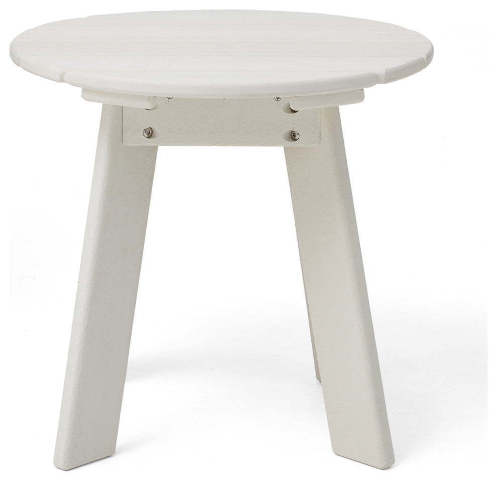 20"D Outdoor Patio HDPE Round Side Table, White