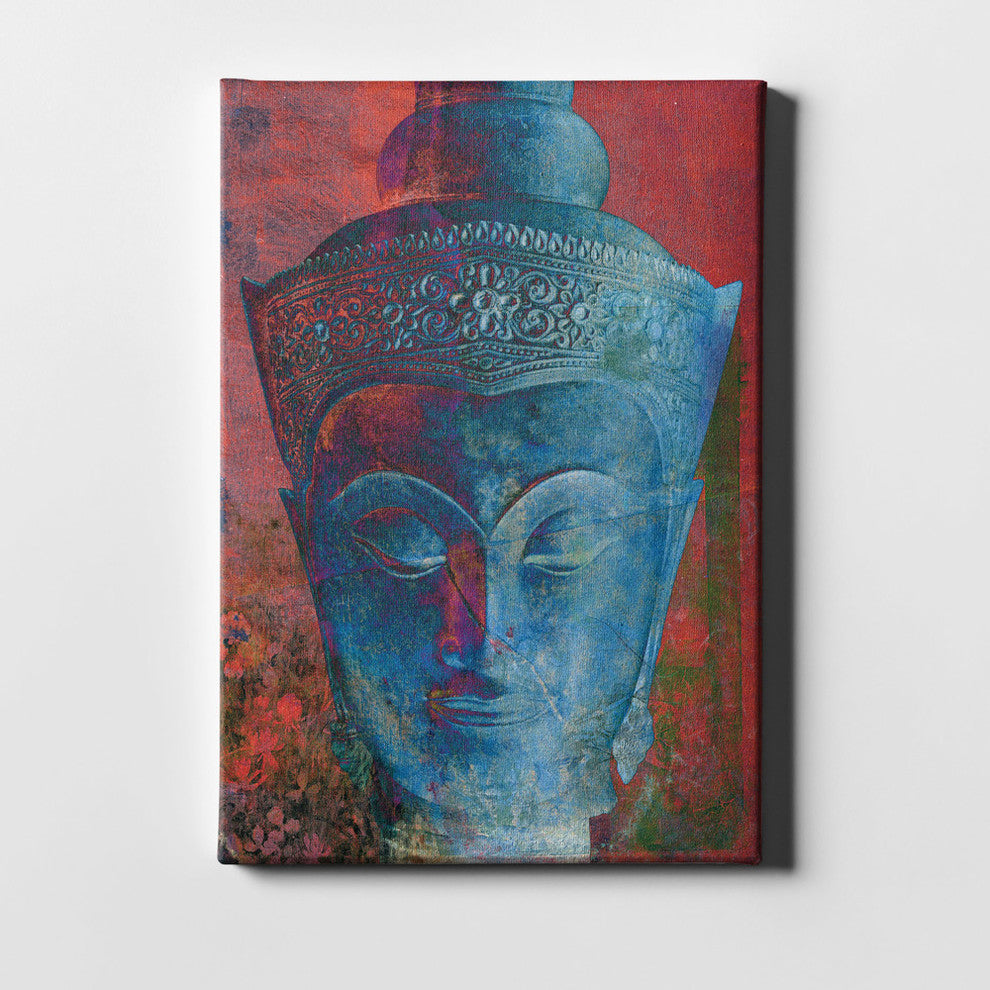 Epic Graffiti "Blue Buddha Head" Giclee Canvas Wall Art, 12"x18"